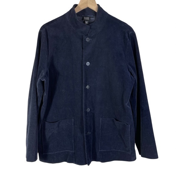 Eileen Fisher Corduroy Blazer Jacket Top Size M Color Navy Blue